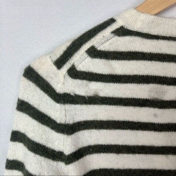 Madewell Wrap Front Sweater in Elthorne Green & White Stripe XXS - Picture 6 of 6